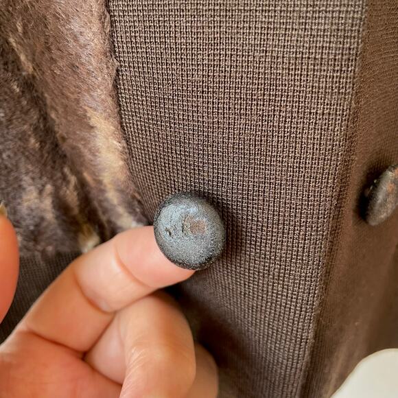 Mod  60s / 70s Double Knit Animal Print Velveteen Vintage Crop Jacket Big Collar - Picture 8 of 13